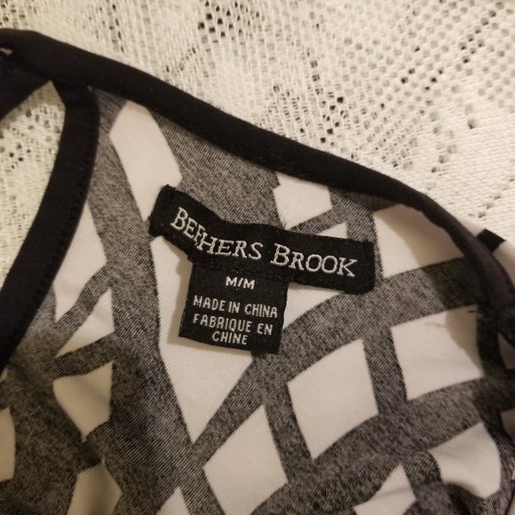 🛍️❤️ Beechers Brook Tie Back Black and White Babydoll Blouse Size M🛍️❤️ - Picture 6 of 10